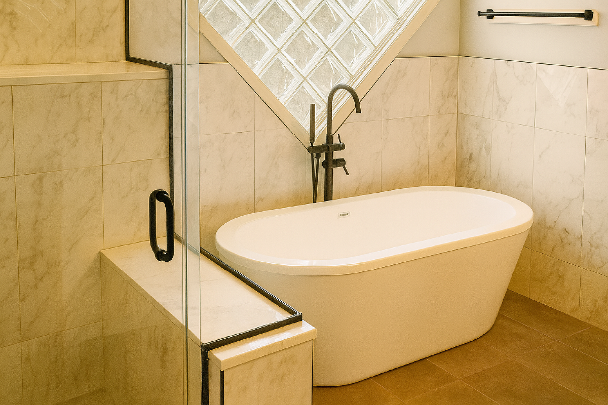 Modern Bathroom Renovation with Freestanding Tub & Glass Shower