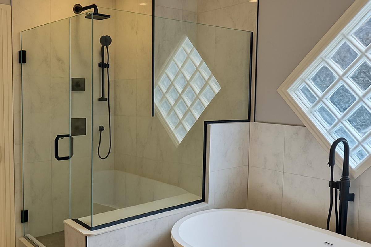 Elegant Bathroom Renovation with Glass Shower & Freestanding Tub